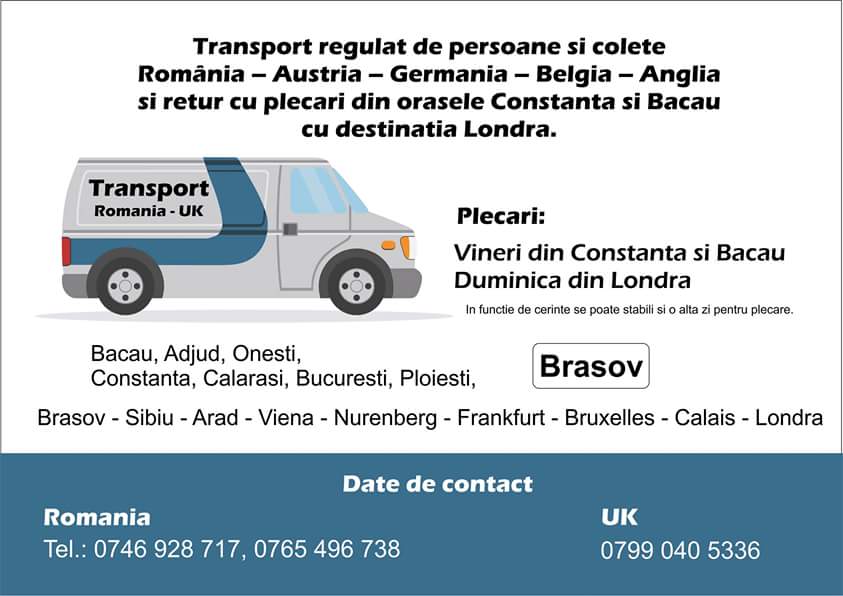 transport persoane si colete Romania - Anglia