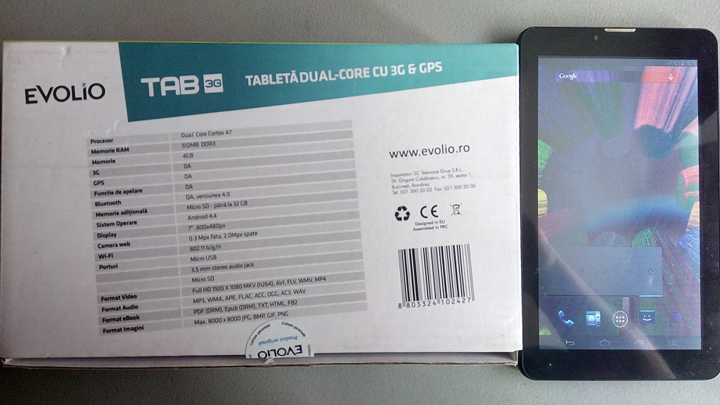 Tableta Evolio Tab 3G / GPS / Wi-Fi / cu functie de apelare ( telefon)