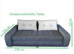 Canapea Zalau - extensibila, masiva, 2 perne mari, 235x116