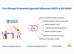 Curs online autorizat Manager în domeniul siguranței alimentare HACCP și ISO 22000