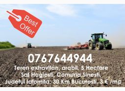 Vand teren extravilan 50000 mp, 30 km de București, Hagiești - Jud, Ialomița