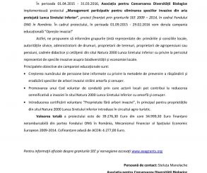 Management participativ pentru eliminarea speciilor invazive din aria protejată Lunca Siretului Inferior