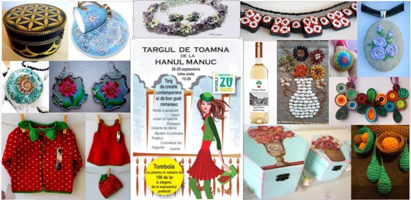 Targul de toamna de la Hanul Manuc Targ de creatie contemporana: creatii vestimentare, bijuterii handmade, genti, jucarii, art-deco, produse organice, delicatese homemade, vinuri