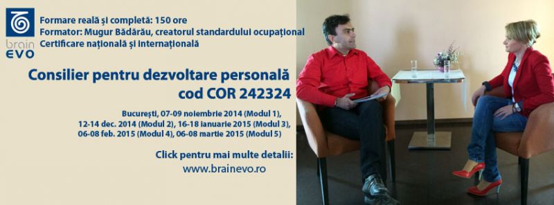 Curs autorizat Consilier pentru dezvoltare personala cod COR 242324