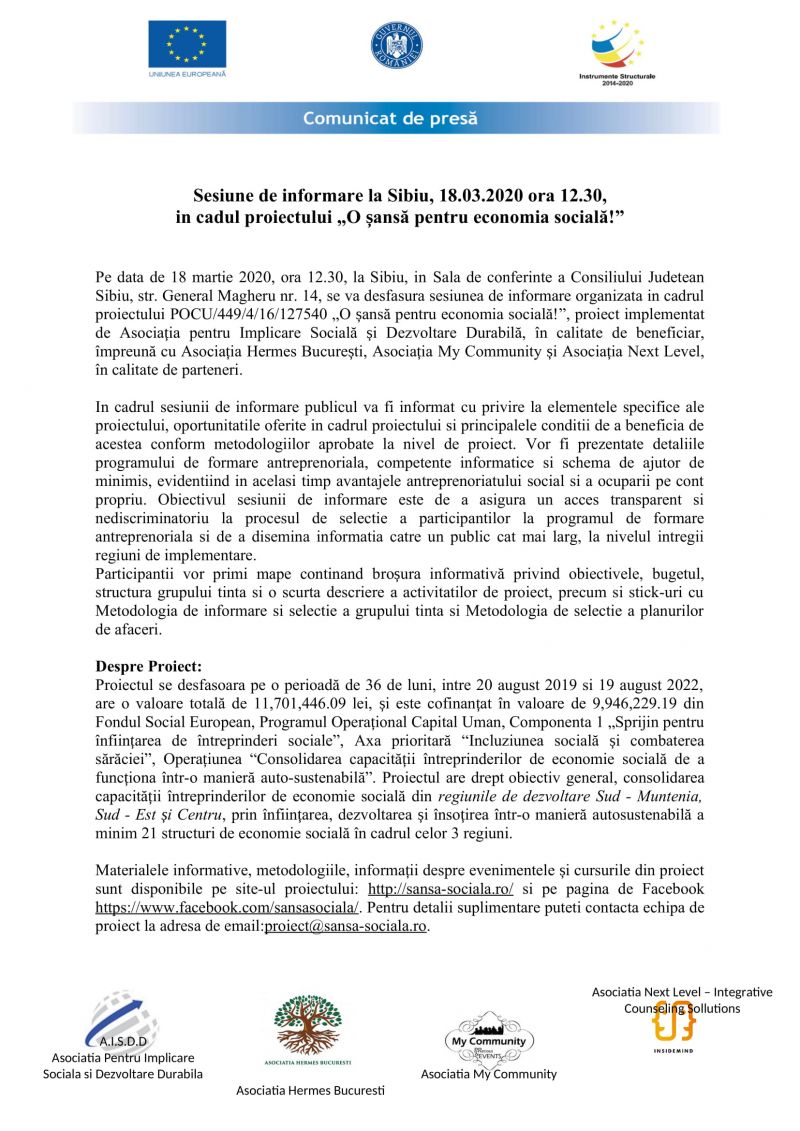 comunicat de presa comunicat de presa sibiu