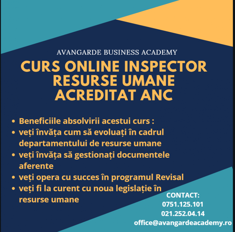 Curs Onine acreditat ANC INSPECTOR  RESURSE UMANE