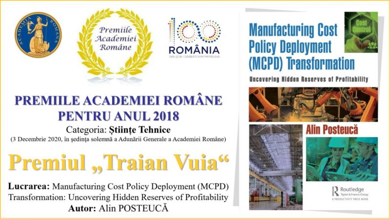 Alin Posteucă a primit Premiul Traian Vuia al Academiei Române