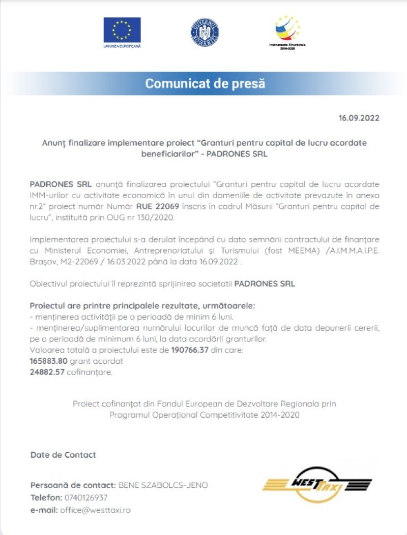 Comunicat de presă final Padrones Srl.