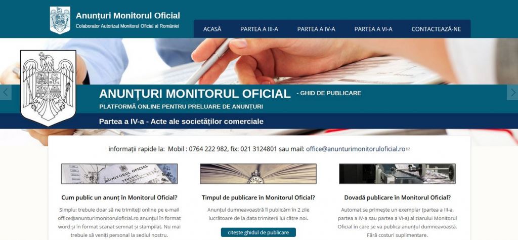 Publică anunțuri în Monitorul Oficial - Partea a III-a, Partea a IV-a și Partea a VI-a Publică anunțuri în Monitorul Oficial - Partea a III-a, Partea a IV-a și Partea a VI-a